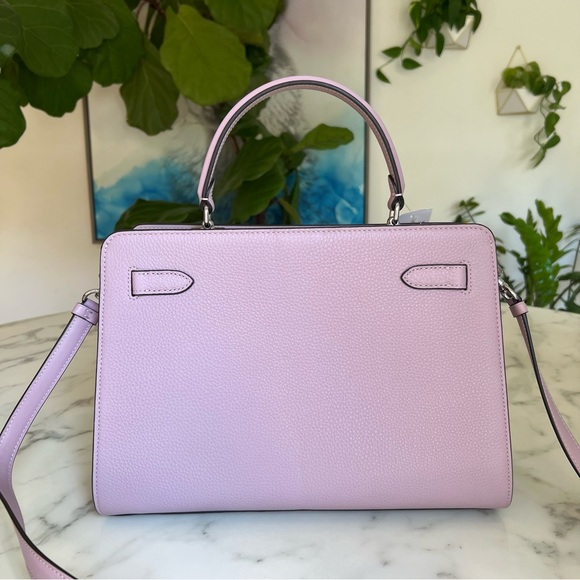 NWT Coach Lane Top Handle Carryall Satchel Crossbody Silver / Ice Purple C8209 - Picture 4 of 14